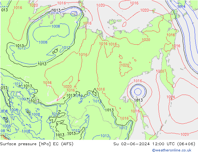 Surface pressure EC (AIFS) Su 02.06.2024 12 UTC