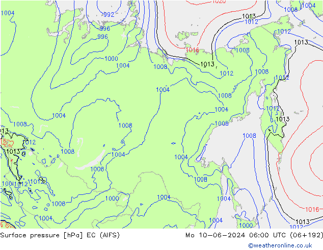 приземное давление EC (AIFS) пн 10.06.2024 06 UTC