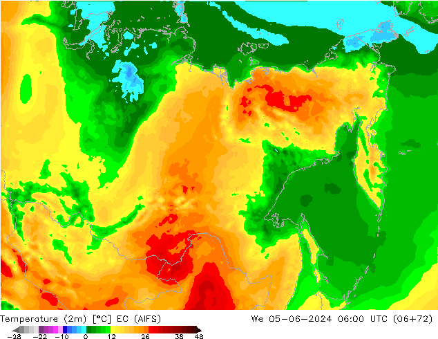 Temperature (2m) EC (AIFS) We 05.06.2024 06 UTC