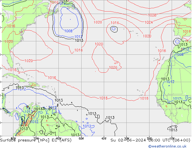 Surface pressure EC (AIFS) Su 02.06.2024 06 UTC