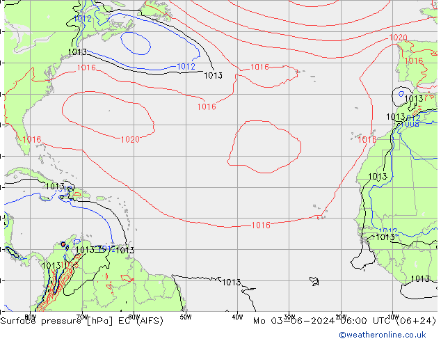 Pressione al suolo EC (AIFS) lun 03.06.2024 06 UTC
