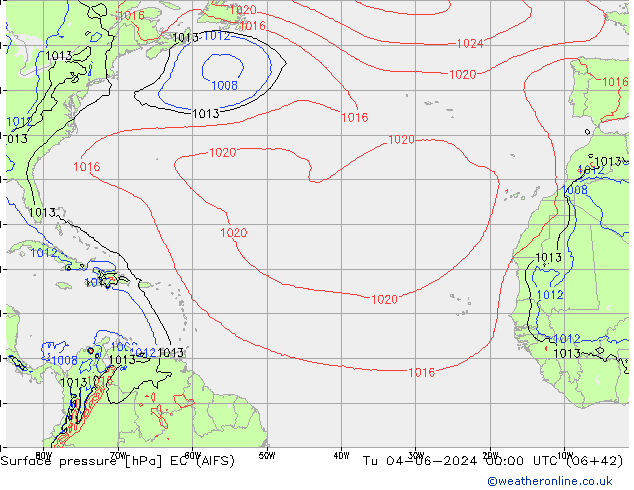 Atmosférický tlak EC (AIFS) Út 04.06.2024 00 UTC