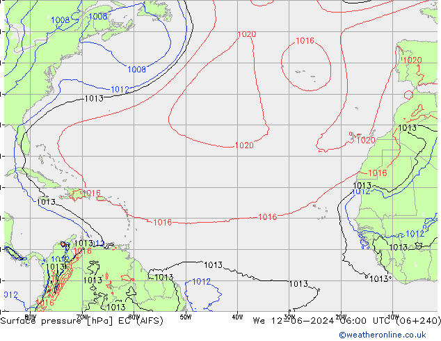Surface pressure EC (AIFS) We 12.06.2024 06 UTC