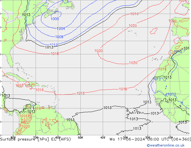 приземное давление EC (AIFS) пн 17.06.2024 06 UTC