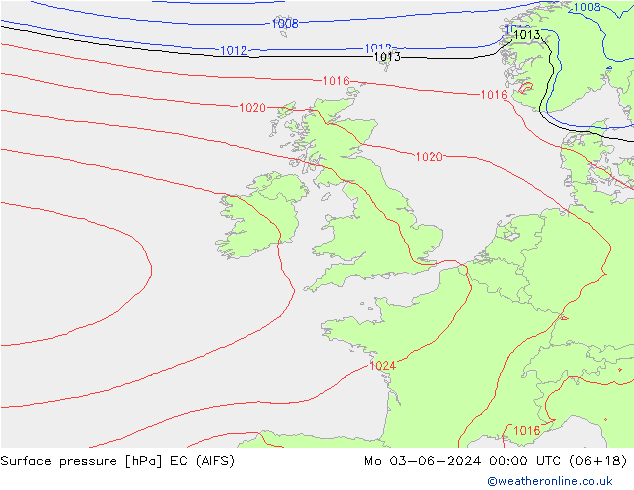 Surface pressure EC (AIFS) Mo 03.06.2024 00 UTC