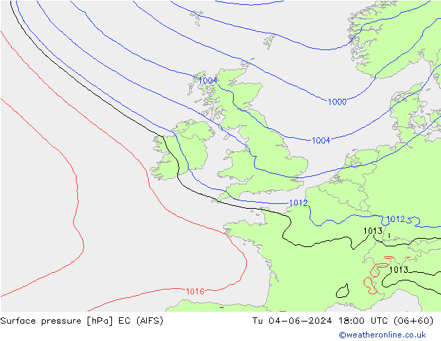 Surface pressure EC (AIFS) Tu 04.06.2024 18 UTC