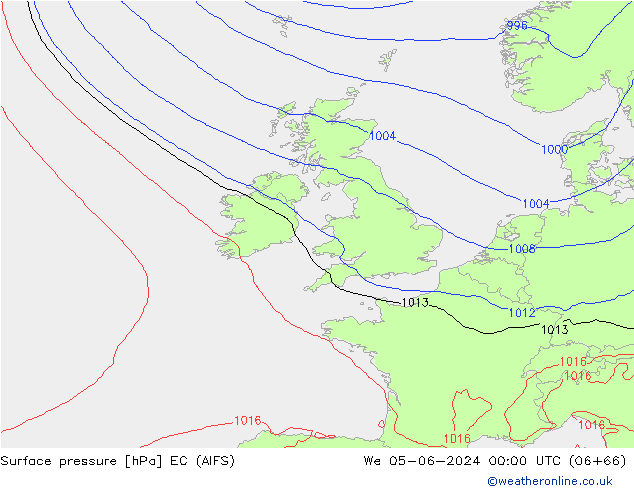 Atmosférický tlak EC (AIFS) St 05.06.2024 00 UTC