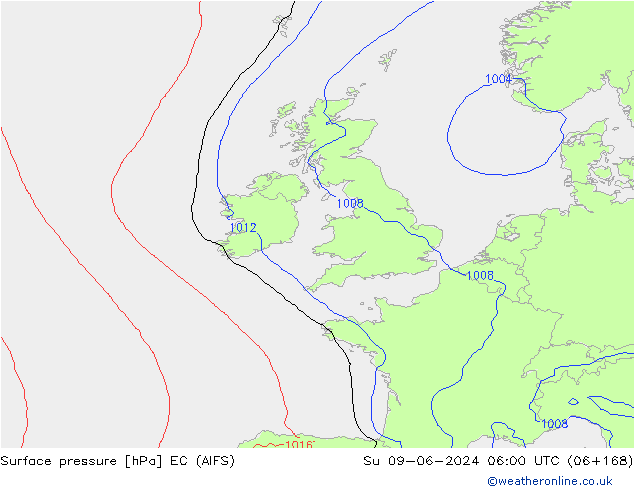 Presión superficial EC (AIFS) dom 09.06.2024 06 UTC