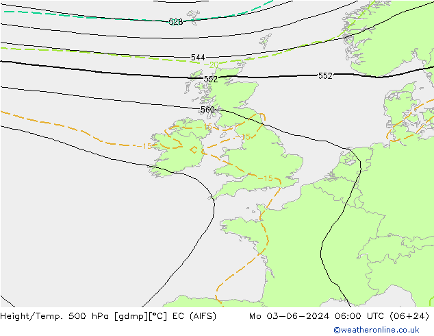 Geop./Temp. 500 hPa EC (AIFS) lun 03.06.2024 06 UTC