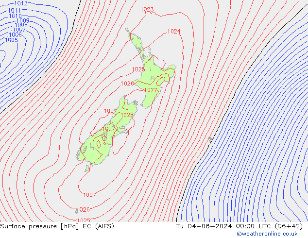 Surface pressure EC (AIFS) Tu 04.06.2024 00 UTC