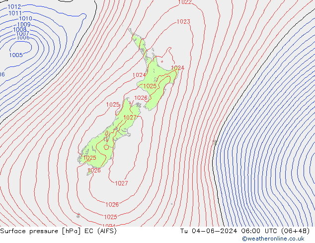 Surface pressure EC (AIFS) Tu 04.06.2024 06 UTC