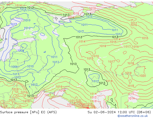 Surface pressure EC (AIFS) Su 02.06.2024 12 UTC