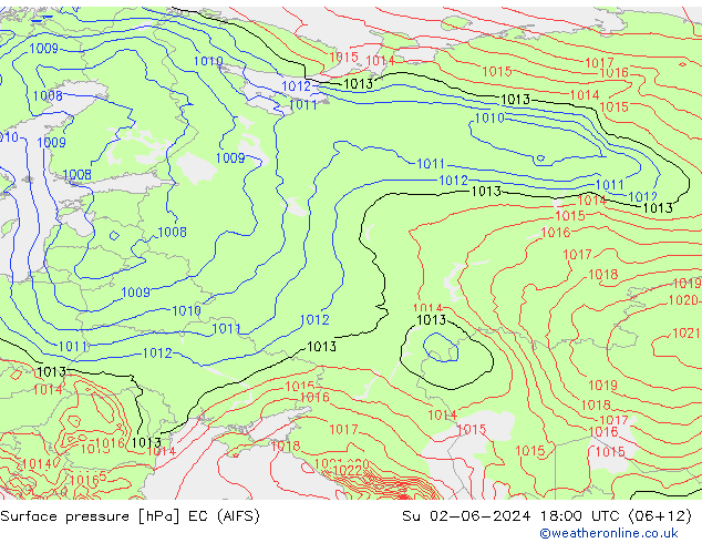 Presión superficial EC (AIFS) dom 02.06.2024 18 UTC