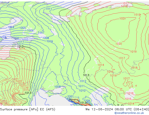Surface pressure EC (AIFS) We 12.06.2024 06 UTC
