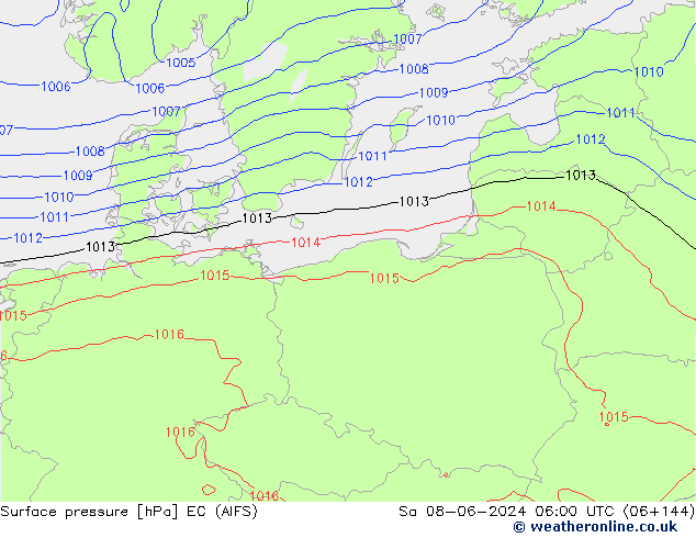 Presión superficial EC (AIFS) sáb 08.06.2024 06 UTC
