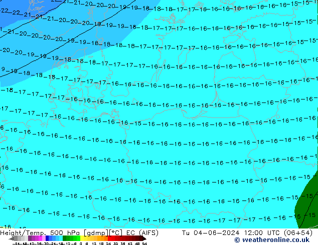 Height/Temp. 500 гПа EC (AIFS) вт 04.06.2024 12 UTC