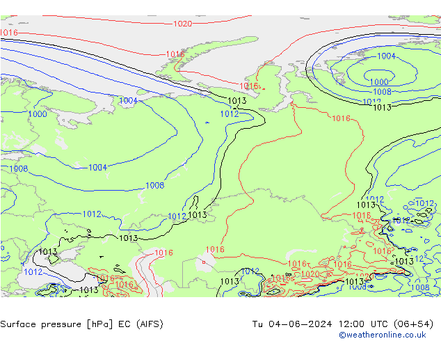 приземное давление EC (AIFS) вт 04.06.2024 12 UTC