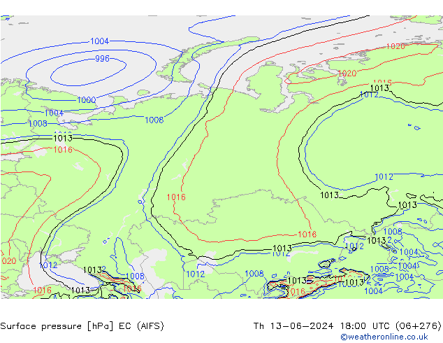 Yer basıncı EC (AIFS) Per 13.06.2024 18 UTC