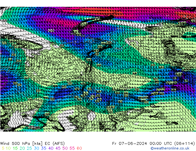 wiatr 500 hPa EC (AIFS) pt. 07.06.2024 00 UTC