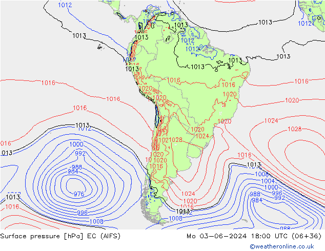 pression de l'air EC (AIFS) lun 03.06.2024 18 UTC