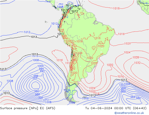 Yer basıncı EC (AIFS) Sa 04.06.2024 00 UTC