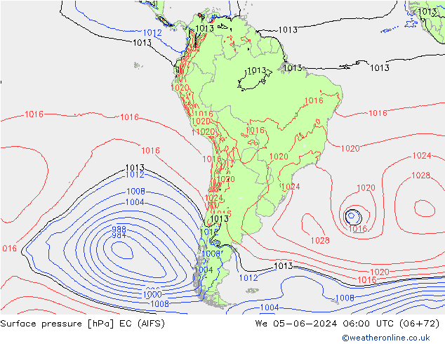 pressão do solo EC (AIFS) Qua 05.06.2024 06 UTC