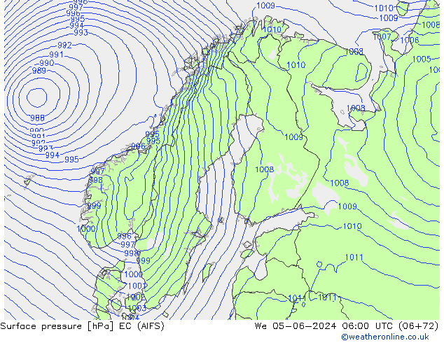 pressão do solo EC (AIFS) Qua 05.06.2024 06 UTC