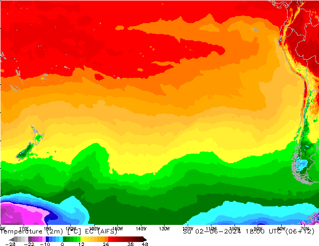 Temperatuurkaart (2m) EC (AIFS) zo 02.06.2024 18 UTC