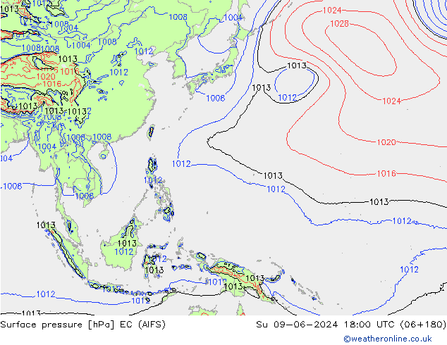 приземное давление EC (AIFS) Вс 09.06.2024 18 UTC