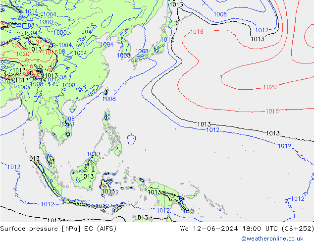 Presión superficial EC (AIFS) mié 12.06.2024 18 UTC