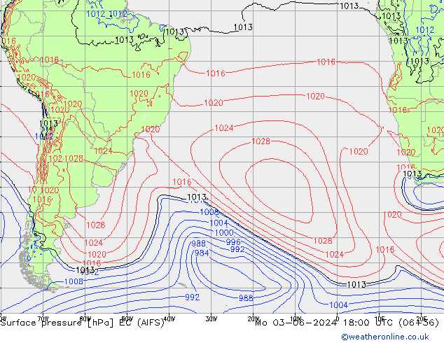 Pressione al suolo EC (AIFS) lun 03.06.2024 18 UTC