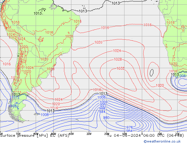 Pressione al suolo EC (AIFS) mar 04.06.2024 06 UTC