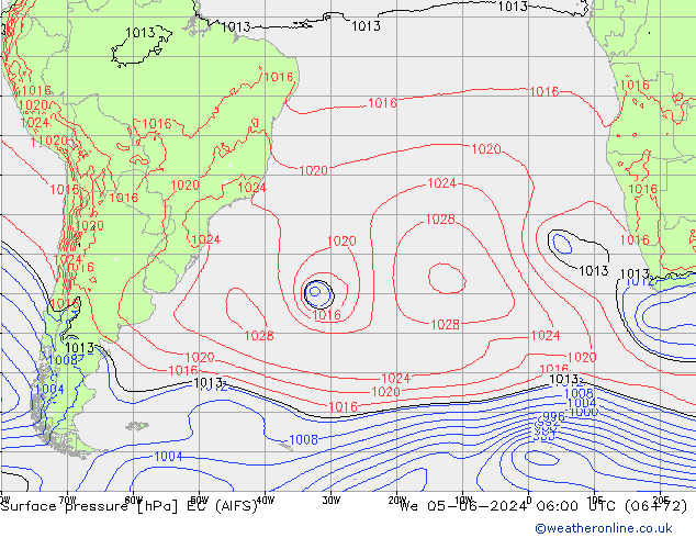 Presión superficial EC (AIFS) mié 05.06.2024 06 UTC