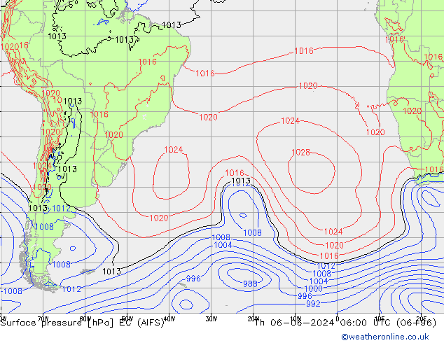 Luchtdruk (Grond) EC (AIFS) do 06.06.2024 06 UTC