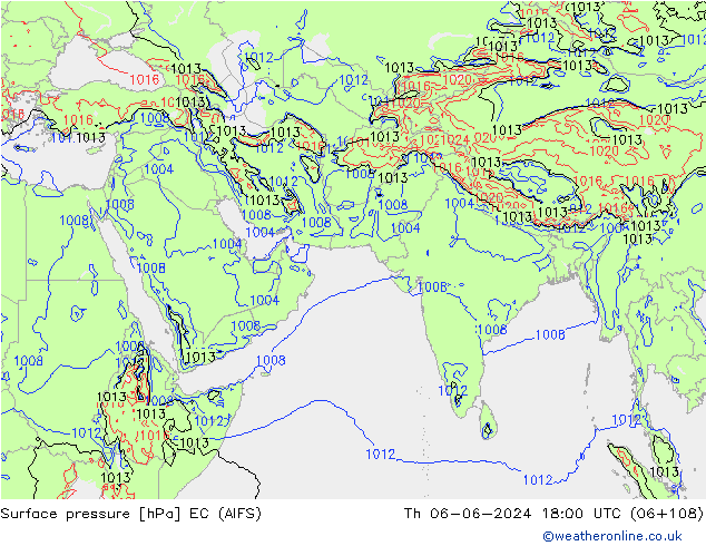 pressão do solo EC (AIFS) Qui 06.06.2024 18 UTC