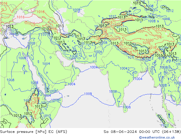 Surface pressure EC (AIFS) Sa 08.06.2024 00 UTC