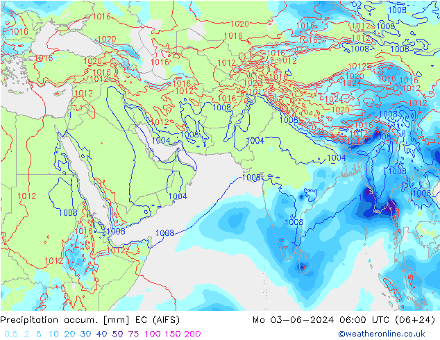 Totale neerslag EC (AIFS) ma 03.06.2024 06 UTC