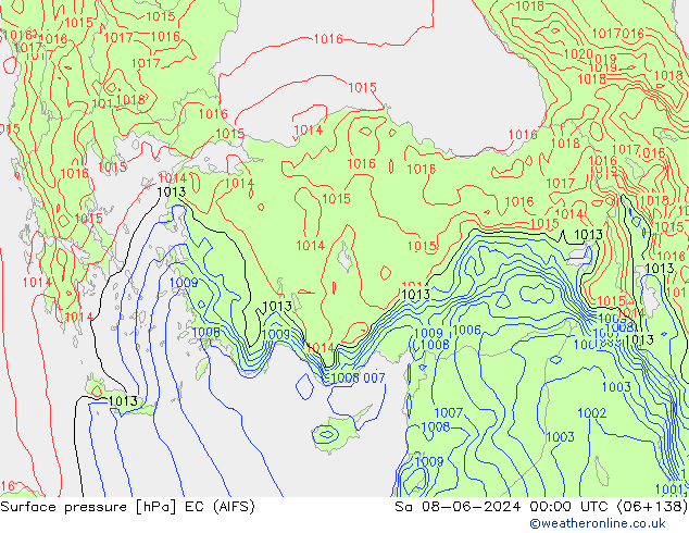 Pressione al suolo EC (AIFS) sab 08.06.2024 00 UTC