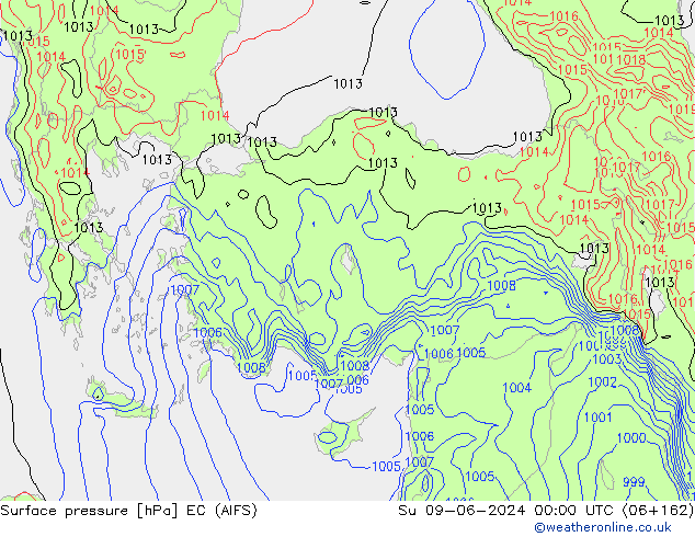 pressão do solo EC (AIFS) Dom 09.06.2024 00 UTC