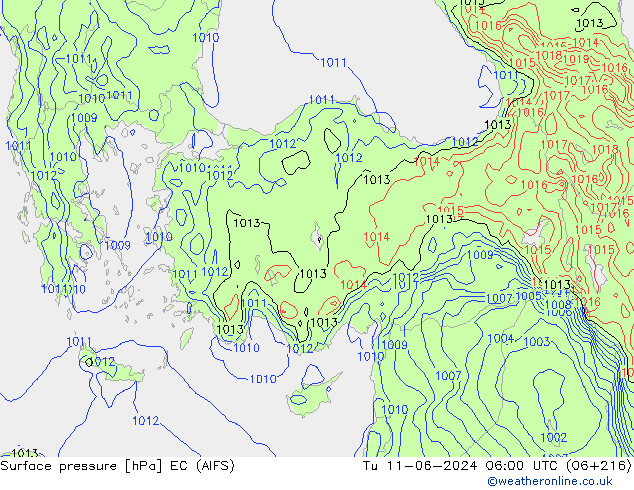 ciśnienie EC (AIFS) wto. 11.06.2024 06 UTC