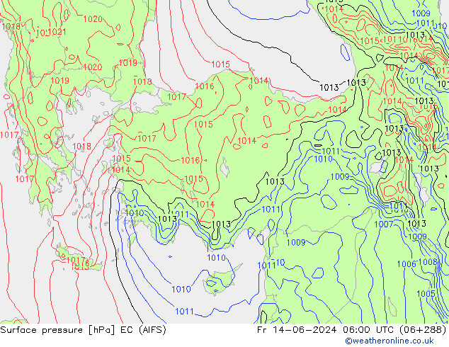 pression de l'air EC (AIFS) ven 14.06.2024 06 UTC