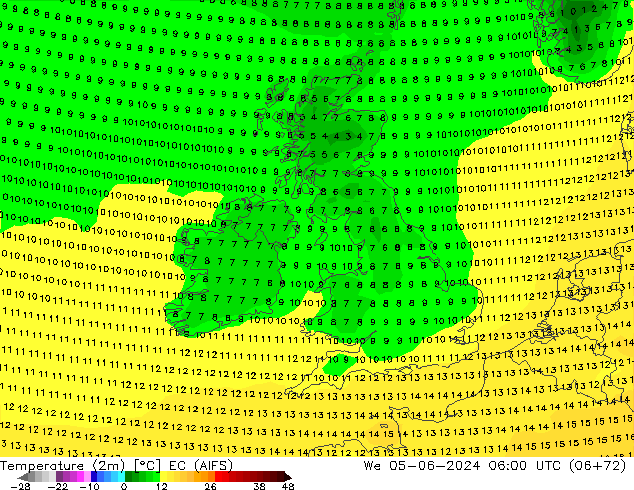 Temperature (2m) EC (AIFS) We 05.06.2024 06 UTC