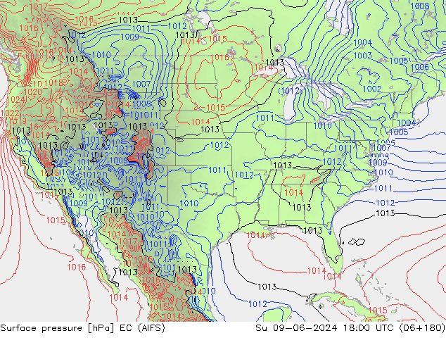 Luchtdruk (Grond) EC (AIFS) zo 09.06.2024 18 UTC