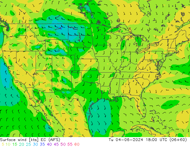 Bodenwind EC (AIFS) Di 04.06.2024 18 UTC