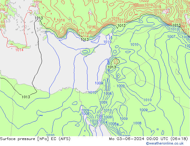 pressão do solo EC (AIFS) Seg 03.06.2024 00 UTC