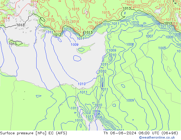 Atmosférický tlak EC (AIFS) Čt 06.06.2024 06 UTC