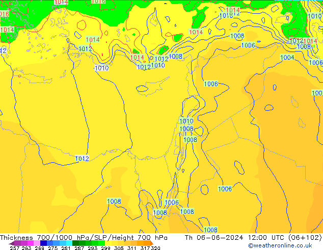 Thck 700-1000 hPa EC (AIFS) Qui 06.06.2024 12 UTC