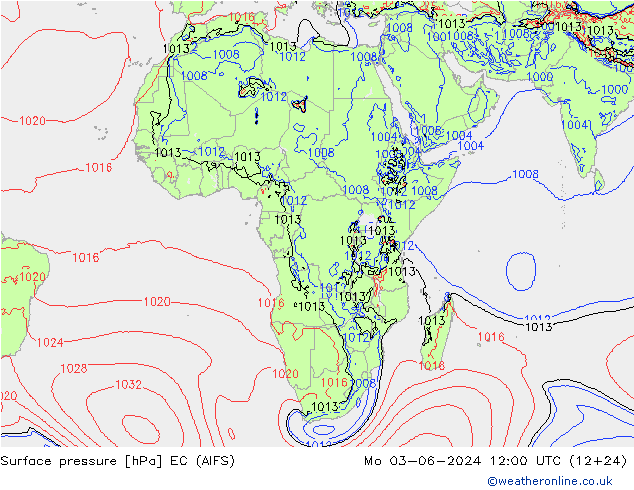 Pressione al suolo EC (AIFS) lun 03.06.2024 12 UTC