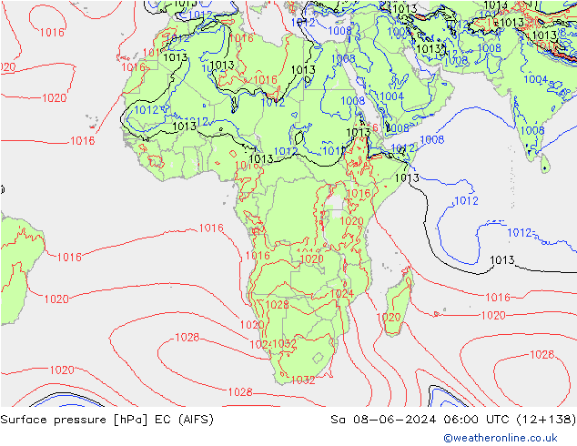 Surface pressure EC (AIFS) Sa 08.06.2024 06 UTC