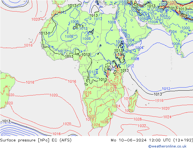 Luchtdruk (Grond) EC (AIFS) ma 10.06.2024 12 UTC